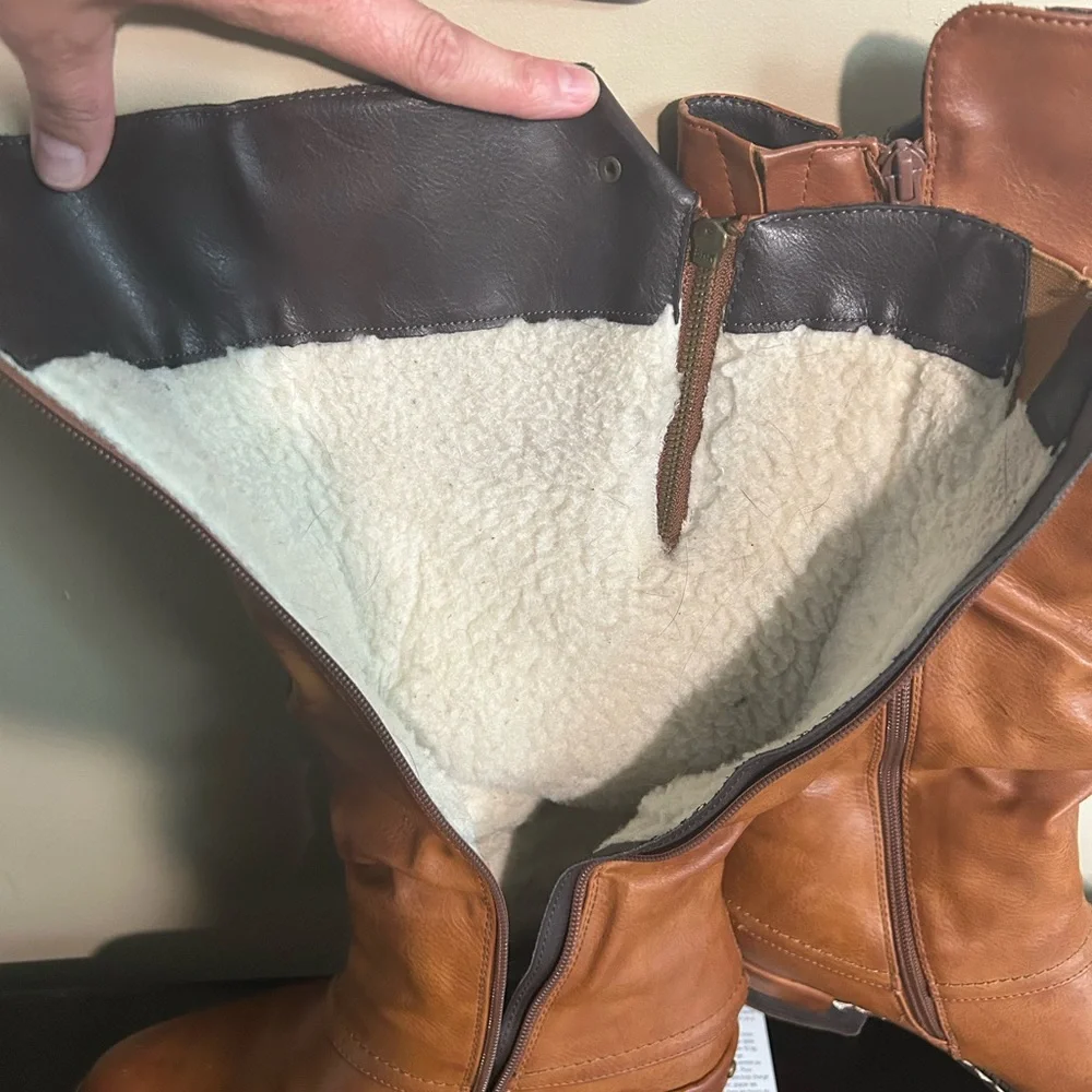 Rieker Brown Riding Boots with Sherpa Lining, Size 39 US 8.5 - Picture 8 of 11